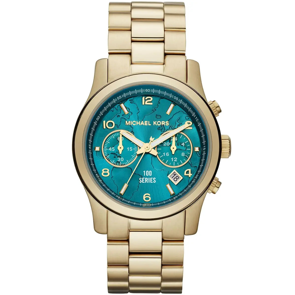 Michael Kors Stop Hunger Chronograph Turquoise Dial Gold Women's Watch - MK5815 Hoofdafbeelding