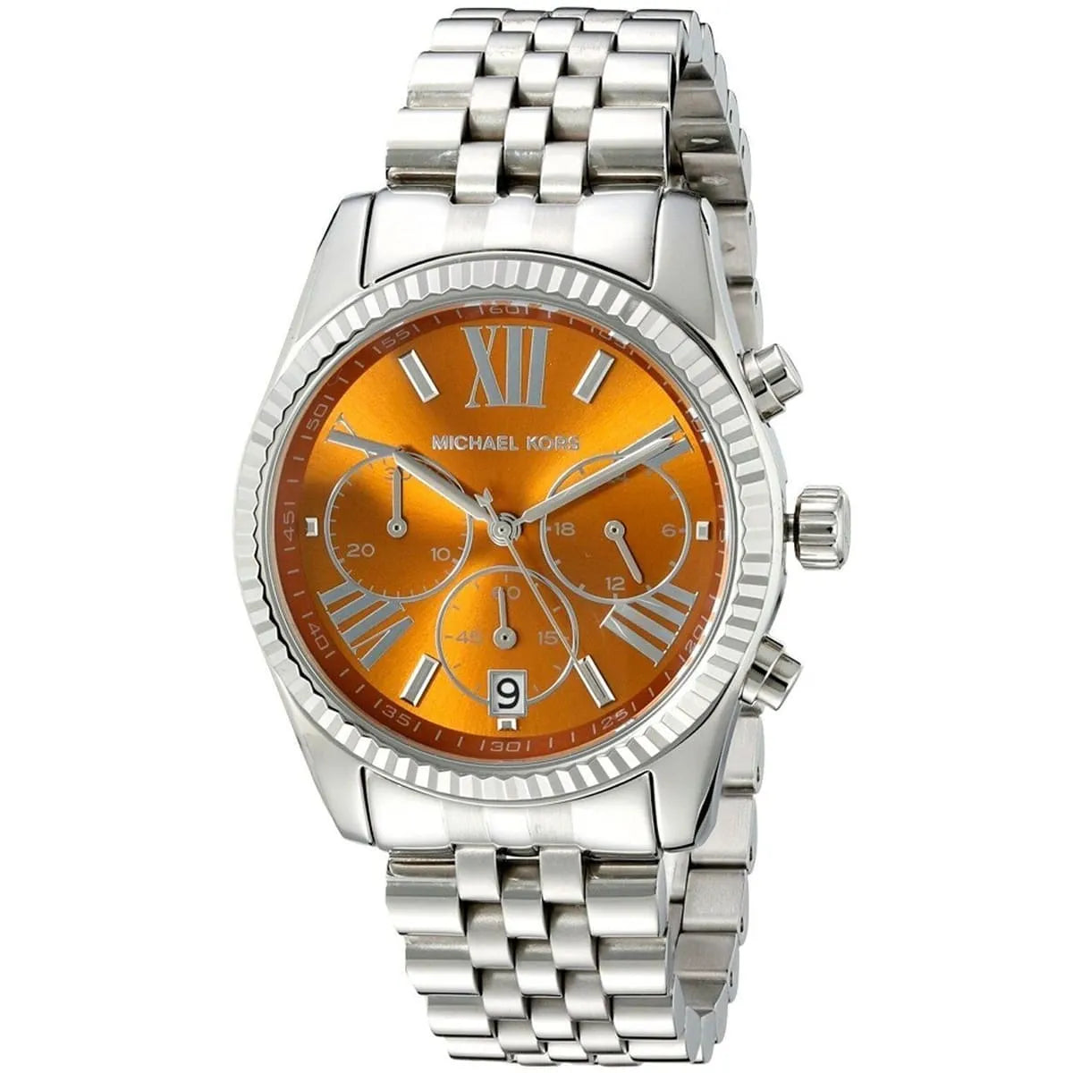 Michael Kors Lexington Chronograph Orange Dial Silver Watch - MK6221 Secundaire afbeelding