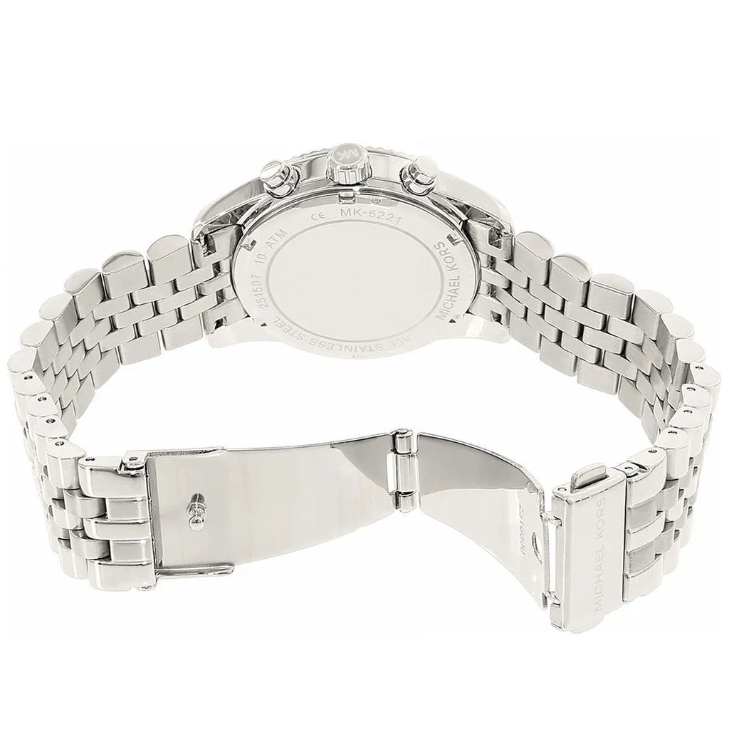Michael Kors Lexington Chronograph Orange Dial Silver Watch - MK6221