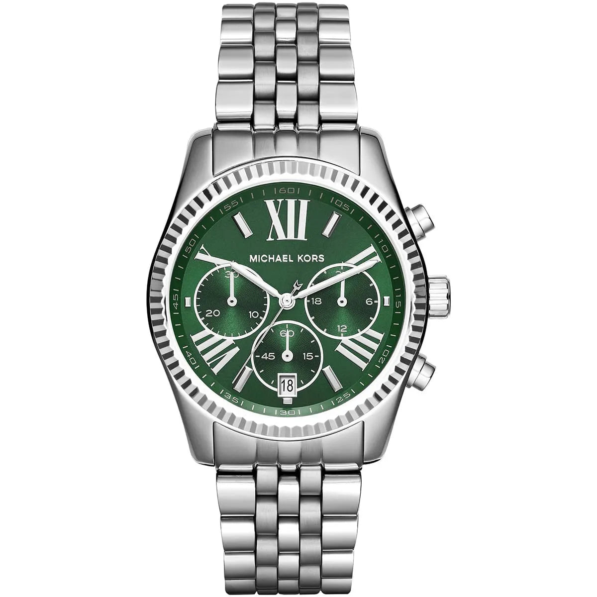Michael Kors Lexington 38mm Green Dial Silver-Tone Chronograph Women's Watch MK6222