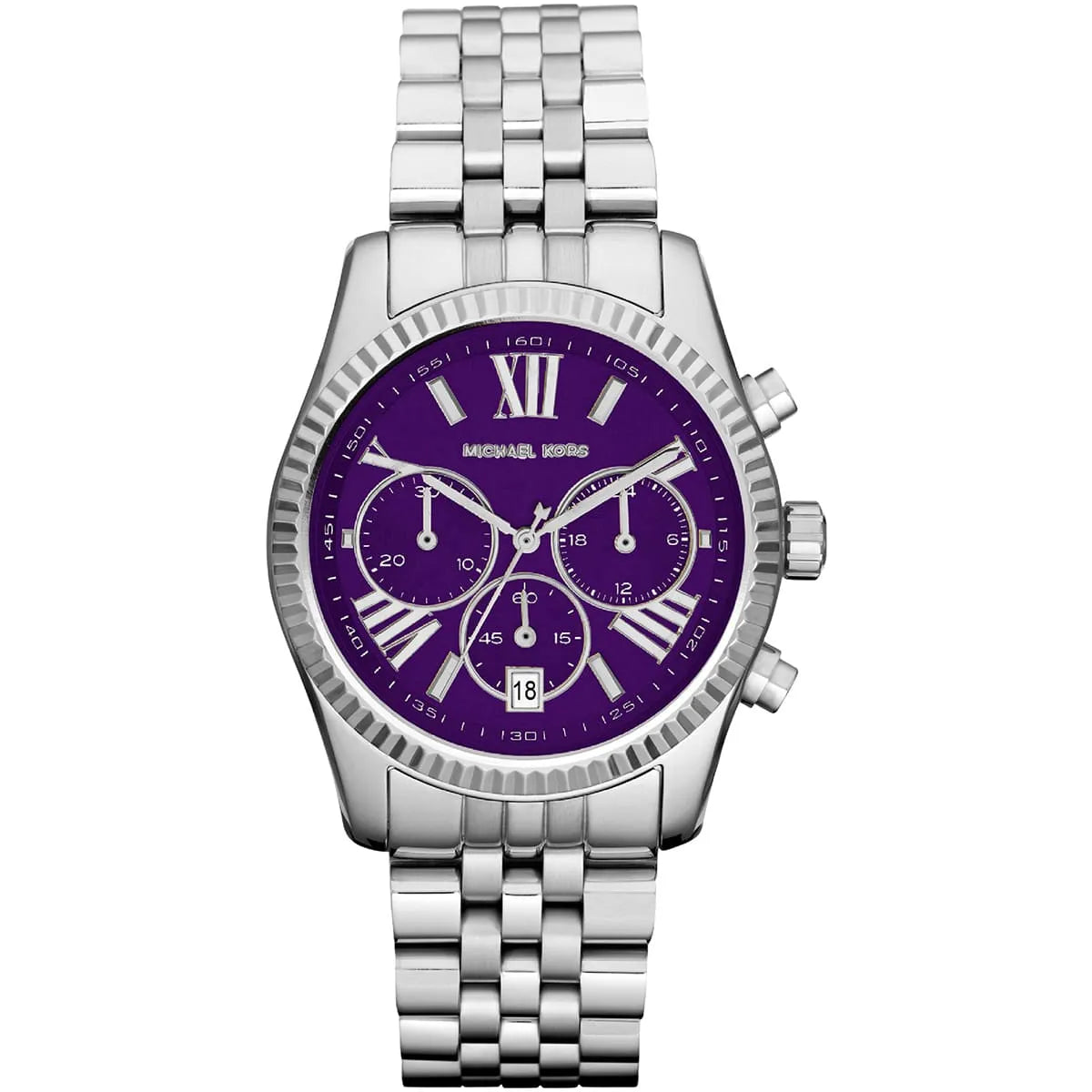 Michael Kors Lexington Chronograaf Horloge met Paarse Wijzerplaat en Zilveren Horloge - MK6223 Hoofdafbeelding