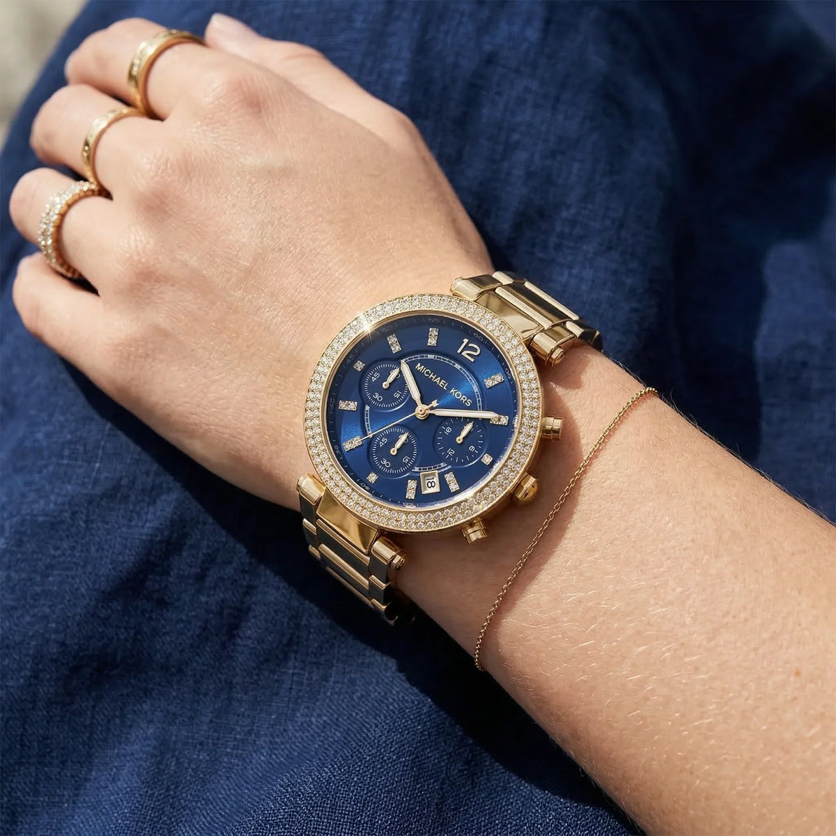 Michael Kors Parker 39mm Navy Blue Dial Gold-Tone Women's Watch MK6262