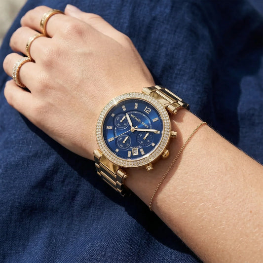 Michael Kors Parker 39mm Navy Blue Dial Gold-Tone Women's Watch MK6262