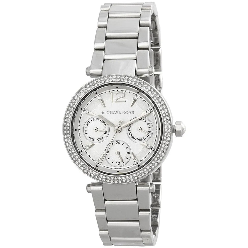 Michael Kors Parker Mini Multifunction White Dial Silver Women's Watch - MK6350