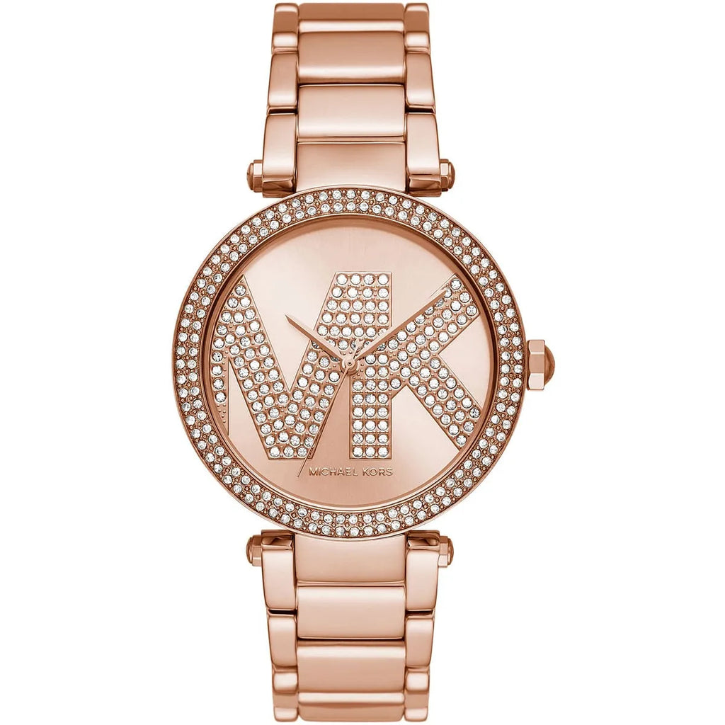 Michael Kors Parker Pavé Logo Dial Rose Gold Women's Watch - MK6660