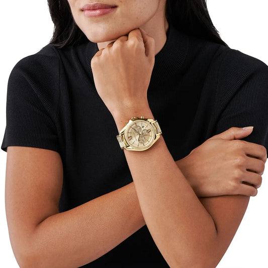 Michael Kors Whitney 44mm Gold Dial Gold-Tone Chronograph Women's Watch MK6729