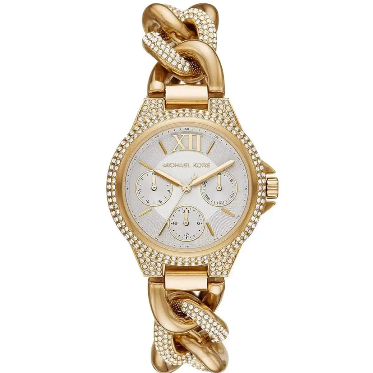 Michael Kors Mini Camille Pavé Gold Curb-Link Dameshorloge - MK6842 Hoofdafbeelding