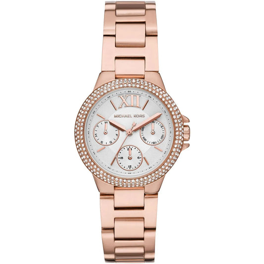 Michael Kors Camille 33mm White Dial Rose Gold-Tone Chronograph Women's Watch MK6845