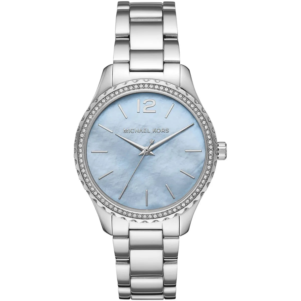 Michael Kors Layton Crystal Blue Dial SIlver Women's Watch - MK6847 Hoofdafbeelding