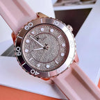 Michael Kors Oversized Runway Dive Pavé Rose Gold-Tone and Silicone Women's Watch - MK6854
