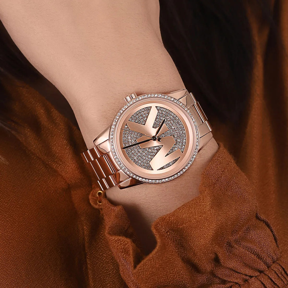 Michael Kors Ritz 41mm Rose Gold Dial Rose Gold-Tone Pavé Women's Watch MK6863