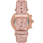 Michael Kors Parker Pavé Chronograph White Dial Rose Gold Genuine Leather Women's Watch - MK6935