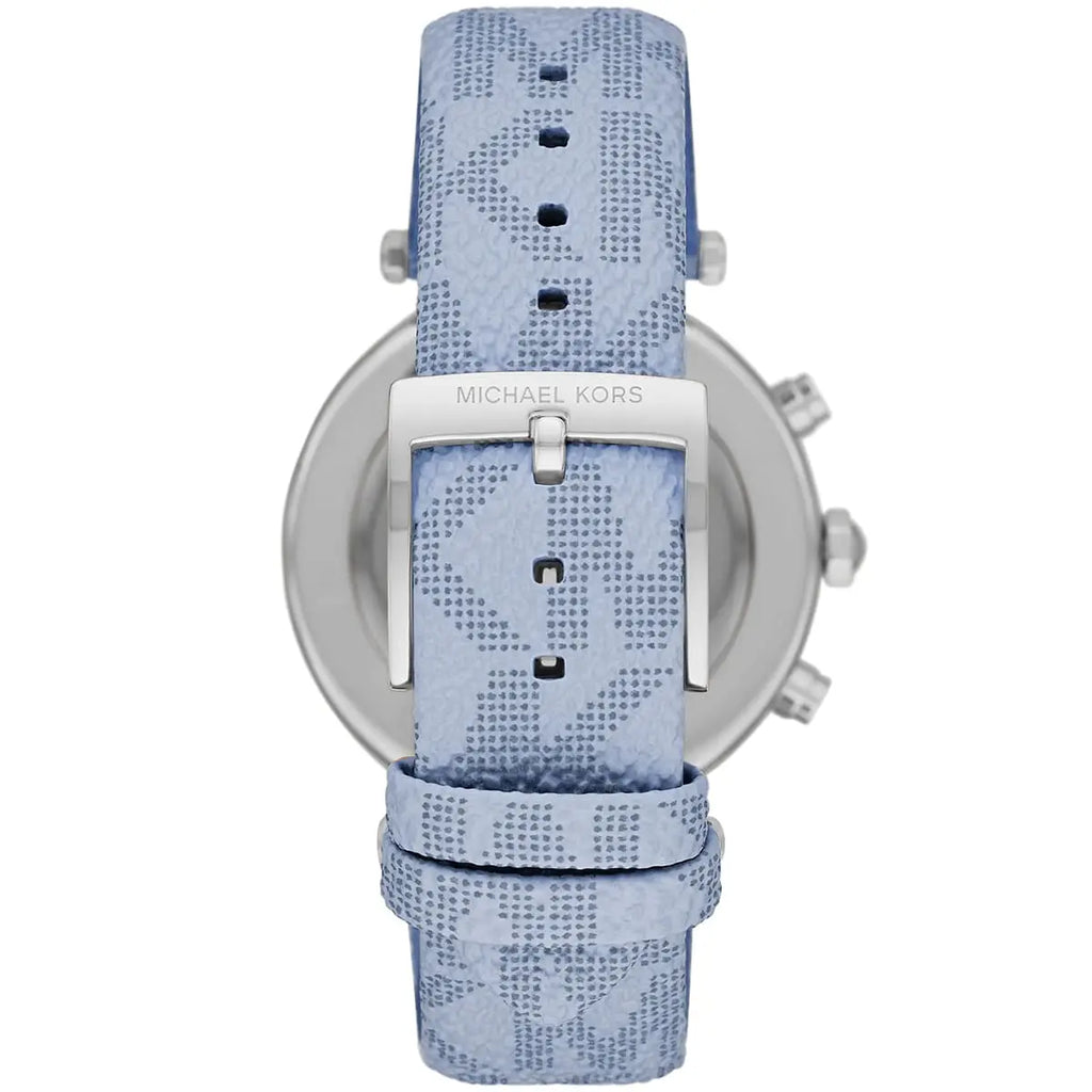 Michael Kors Parker Chronograph White Dial Blue Genuine Leather Women's Watch - MK6936