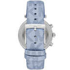 Michael Kors Parker Chronograph White Dial Blue Genuine Leather Women's Watch - MK6936