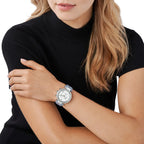 Michael Kors Parker Chronograph White Dial Blue Genuine Leather Women's Watch - MK6936