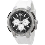 Michael Kors Sidney Multifunction Black Dial White Silicone Strap Women's Watch - MK6947