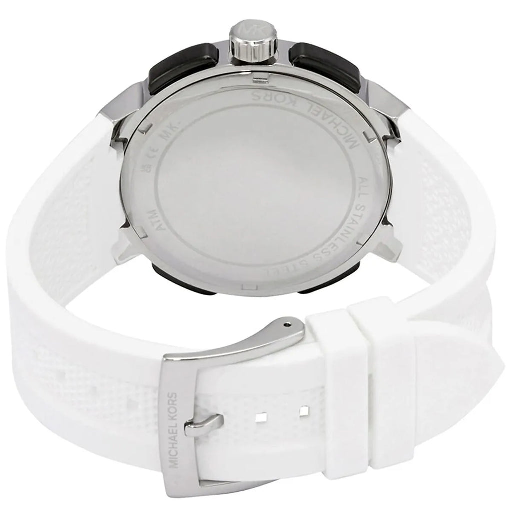 Michael Kors Sidney Multifunction Black Dial White Silicone Strap Women's Watch - MK6947