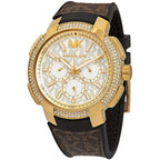 Michael Kors Sidney Logo Pattern Dial Brown Genuine Leather Women's Watch-  MK6948