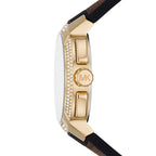 Michael Kors Sidney Logo Pattern Dial Brown Genuine Leather Women's Watch-  MK6948