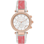 Michael Kors Parker Chronograph White Dial Tea Rose PVC Women's Watch - MK6951