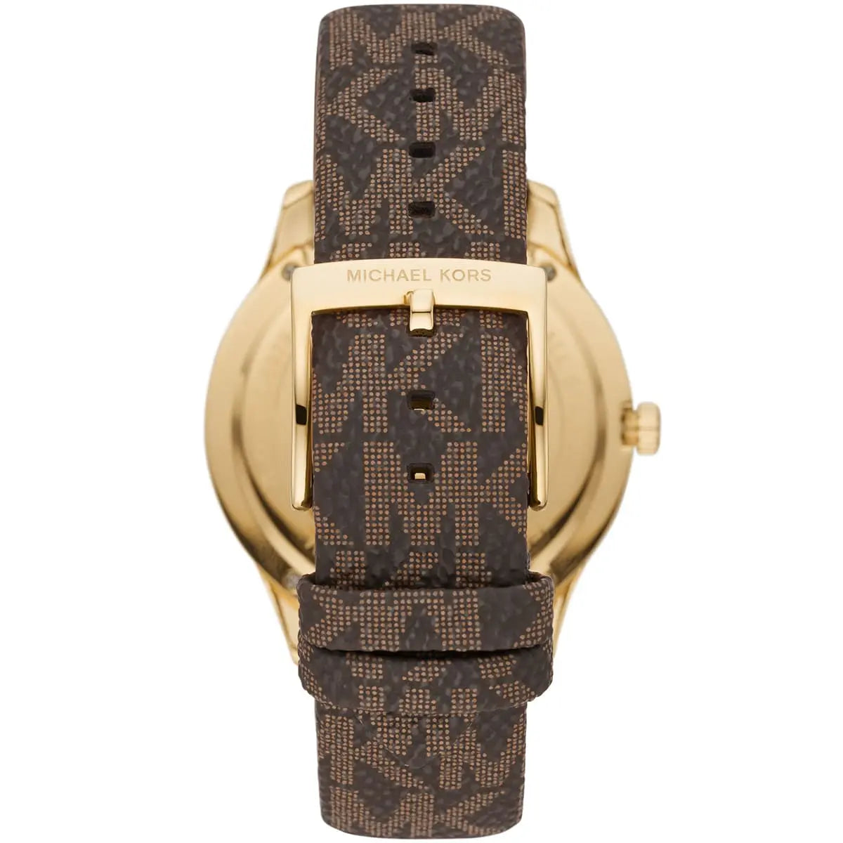 Michael Kors Runway Dive dameshorloge met pavé wijzerplaat, bruin gecoat canvas - MK6979