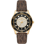 Michael Kors Runway Dive Pavé Dial Brown Coated Canvas Women's Watch - MK6979