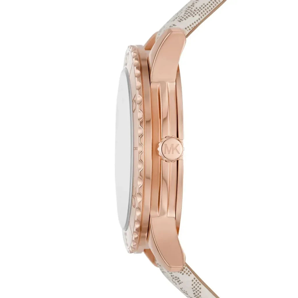 Michael Kors Oversized Runway Dive 40mm Rose Gold-Tone Faux Leather Pavé Women's Watch MK6980