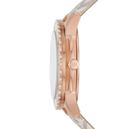 Michael Kors Oversized Runway Dive 40mm Rose Gold-Tone Faux Leather Pavé Women's Watch MK6980