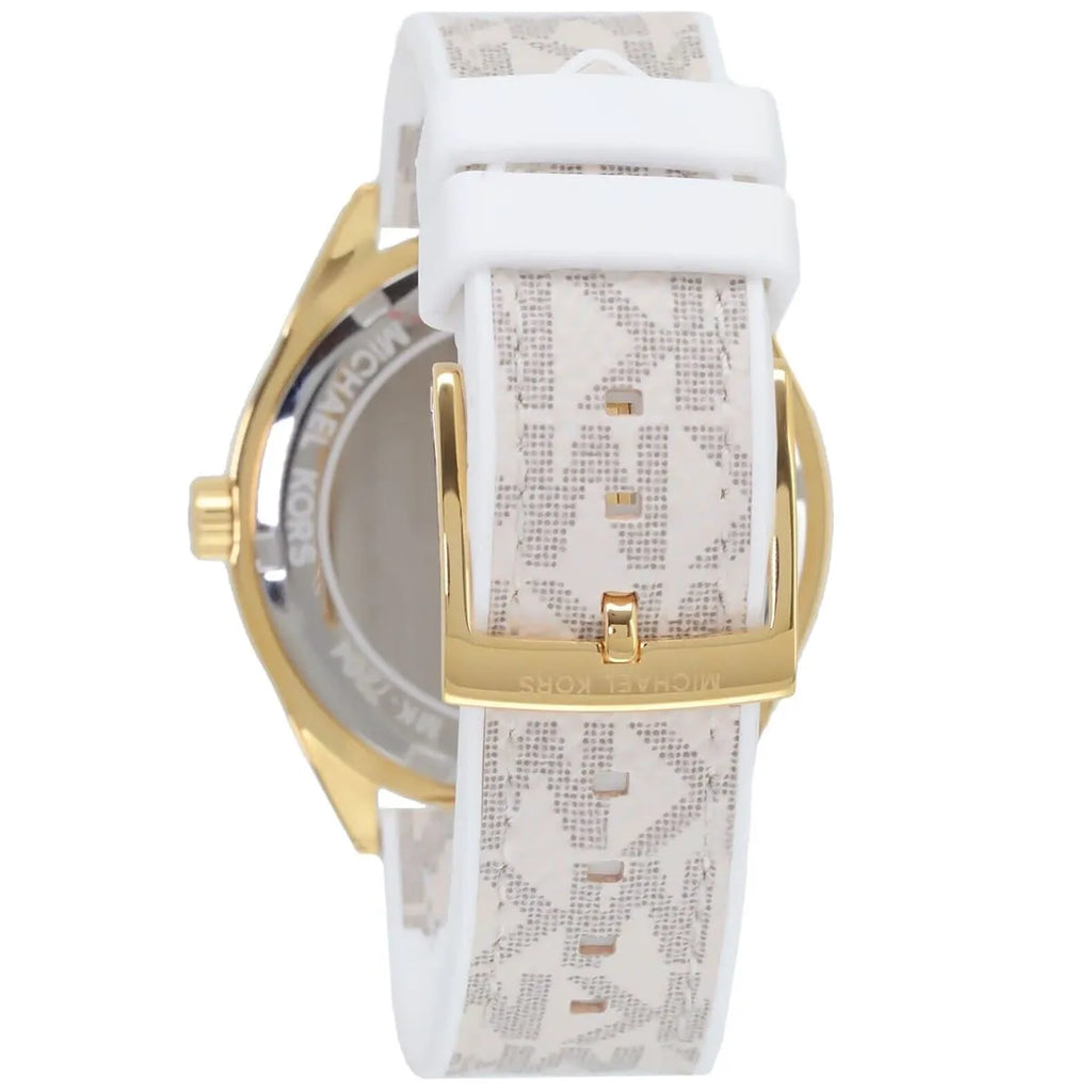 Michael Kors Jessa Multifunction Gold Dial White Silicone Strap Women's Watch - MK7204