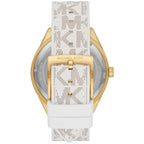 Michael Kors Jessa Multifunction Gold Dial White Silicone Strap Women's Watch - MK7204