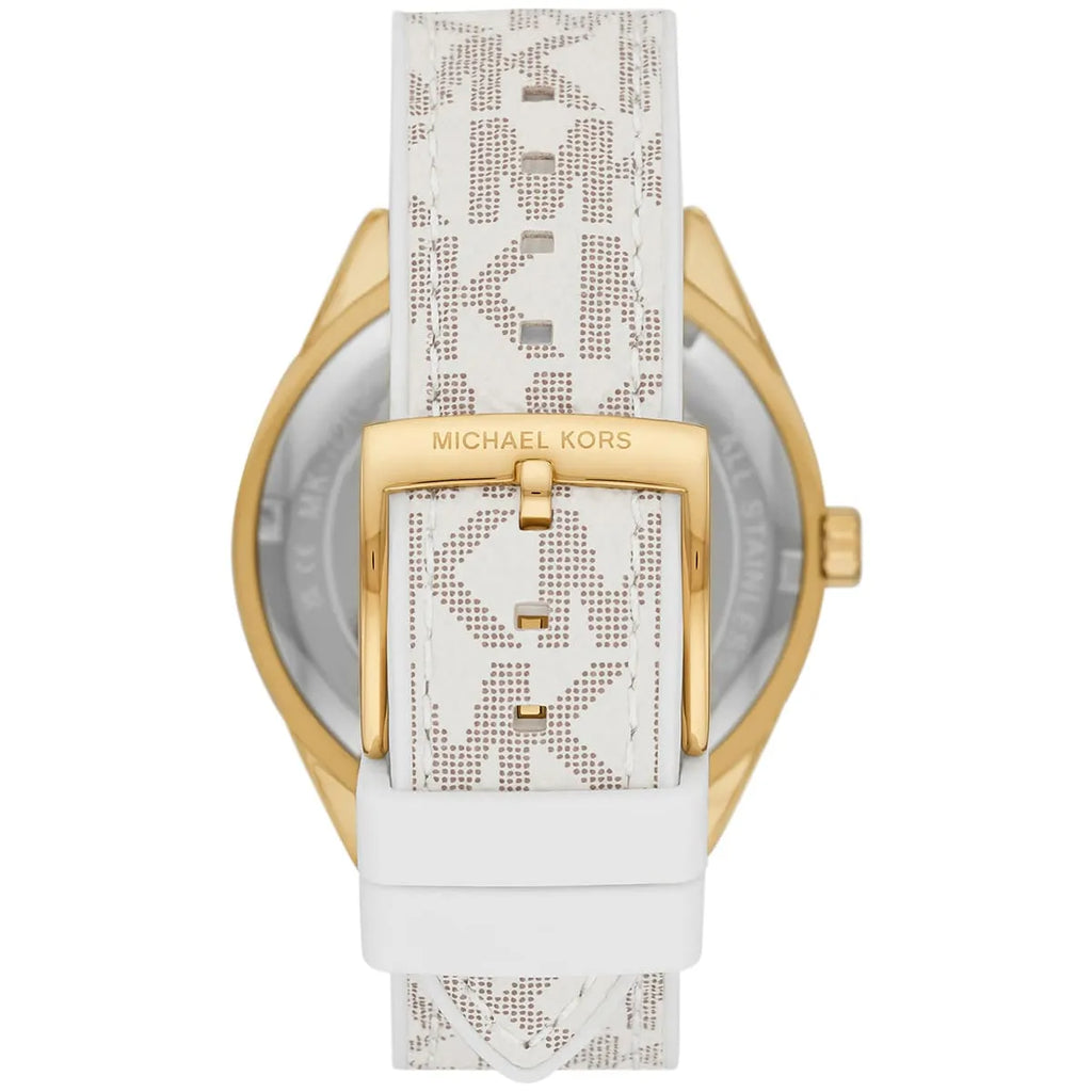 Michael Kors Jessa Multifunction Gold Dial White Silicone Strap Women's Watch - MK7204