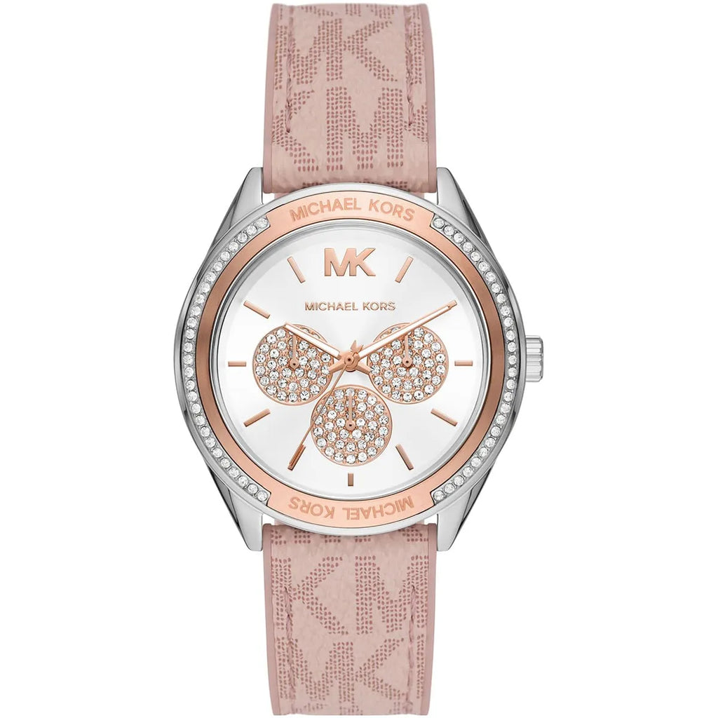 Michael Kors Jessa Multifunctioneel Dameshorloge met Roze Siliconen en Lederen Band - MK7206