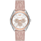 Michael Kors Jessa Multifunctioneel Dameshorloge met Roze Siliconen en Lederen Band - MK7206