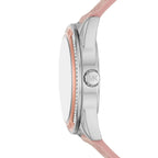 Michael Kors Jessa Multifunctioneel Dameshorloge met Roze Siliconen en Lederen Band - MK7206