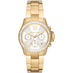 Michael Kors Everest Chronograph Silver Sunray Dial Gold Women's Watch - MK7212