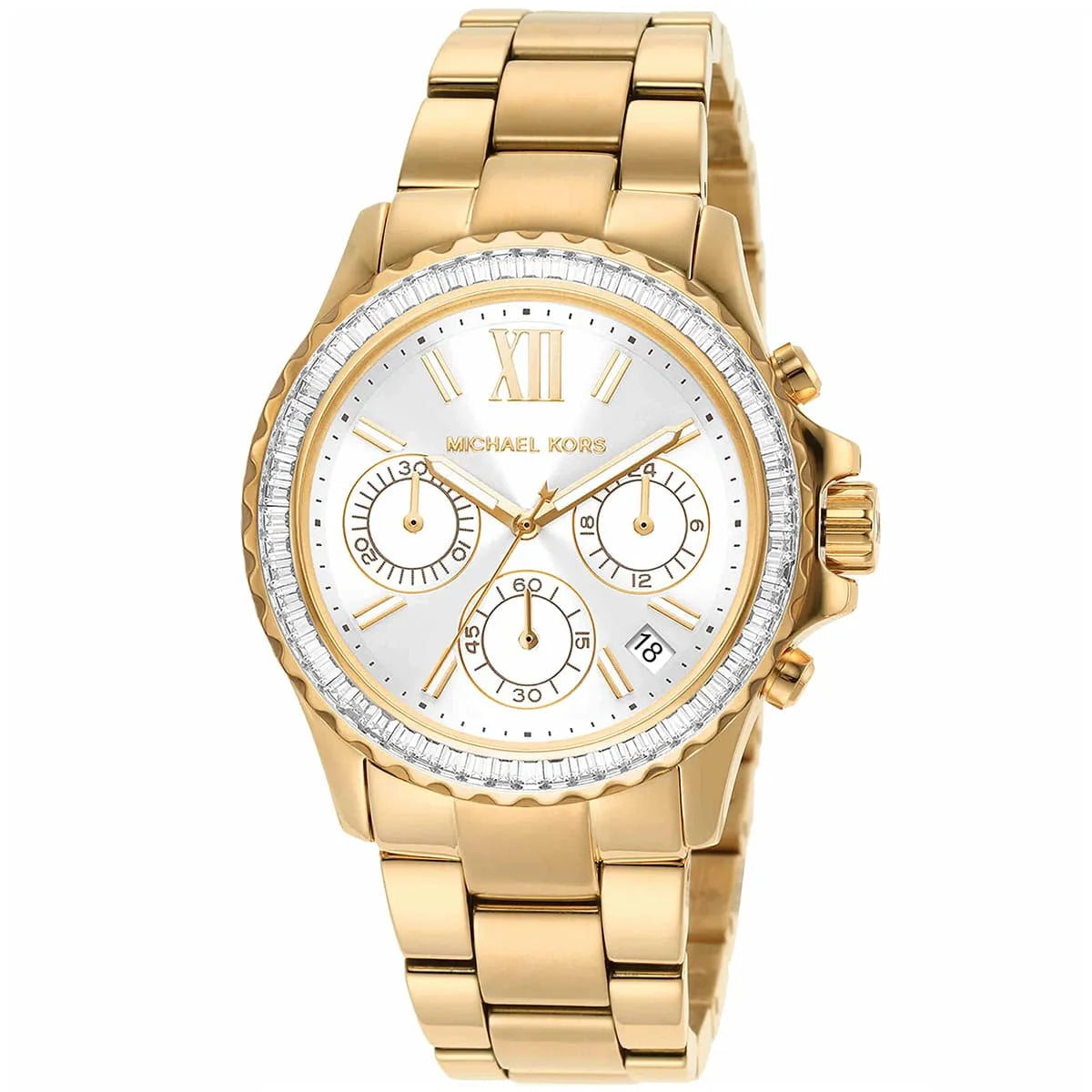 Michael Kors Everest Chronograph Silver Sunray Dial Gold Women's Watch - MK7212 Secundaire afbeelding