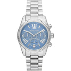 Michael Kors Lexington Chronograph Chambray Blue Dial Silver Watch - MK7215