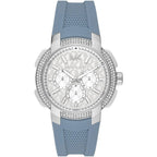 Michael Kors Oversized Sidney Multifunction Silver Dial Chambray Blue Silicone Women's Watch - MK7220