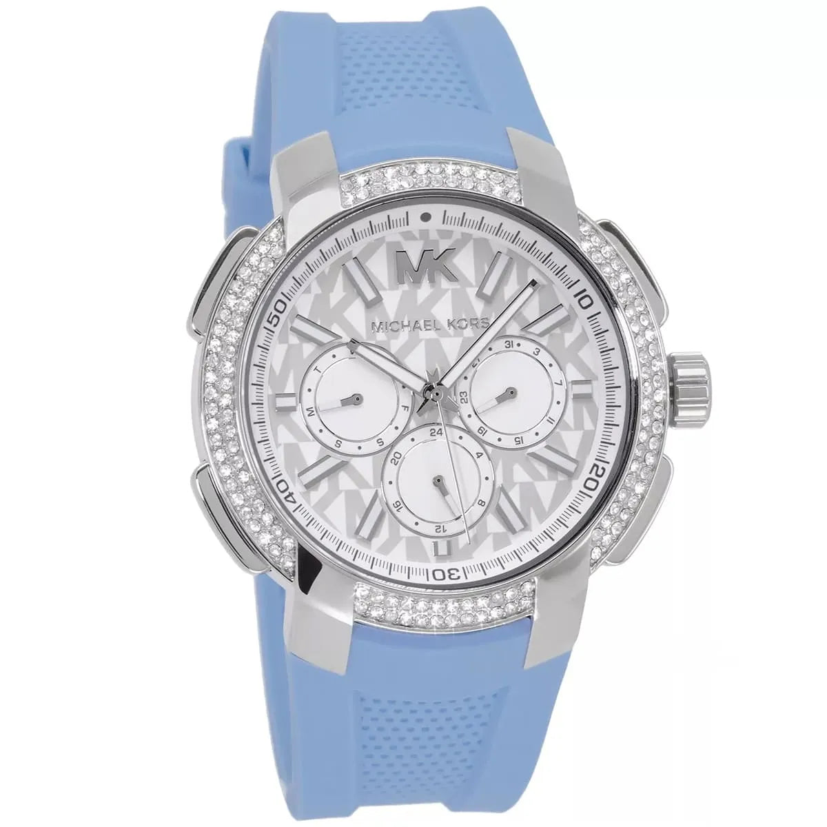 Michael Kors Oversized Sidney Multifunction Silver Dial Chambray Blue Silicone Women's Watch - MK7220 Secundaire afbeelding