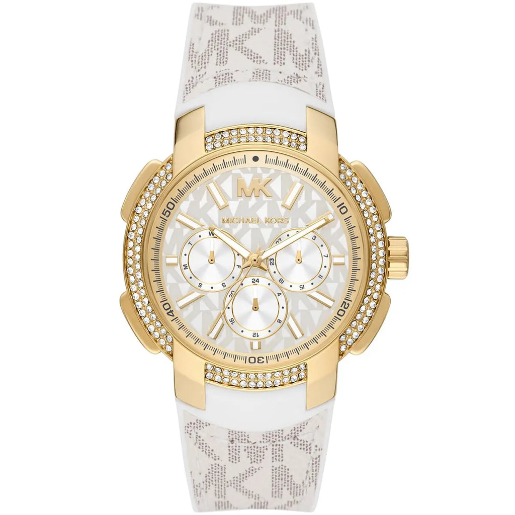 Michael Kors Sydney Pavé Multifunction White Dial White Silicone Women's Watch - MK7221