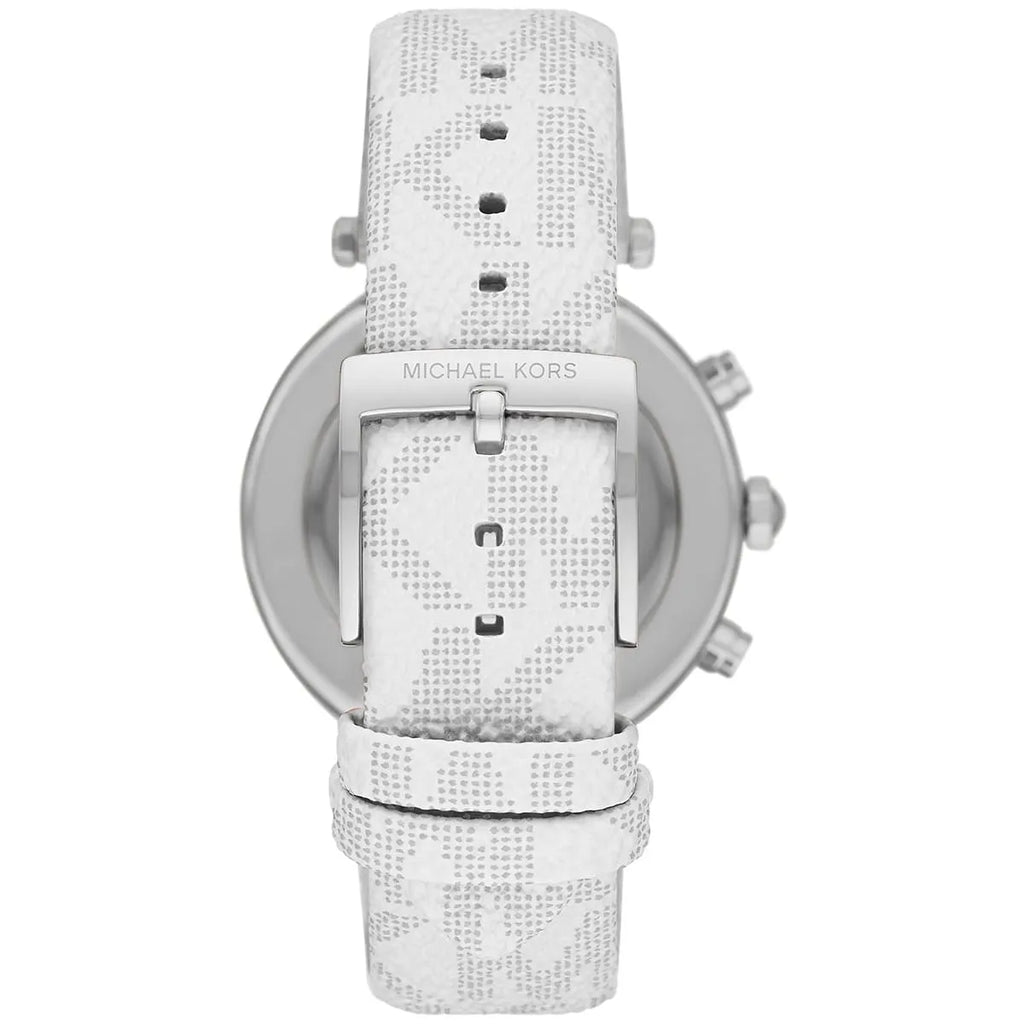 Michael Kors Parker Pavé Chronograph Silver Optic White PVC Women's Watch - MK7226
