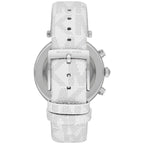 Michael Kors Parker Pavé Chronograph Silver Optic White PVC Women's Watch - MK7226