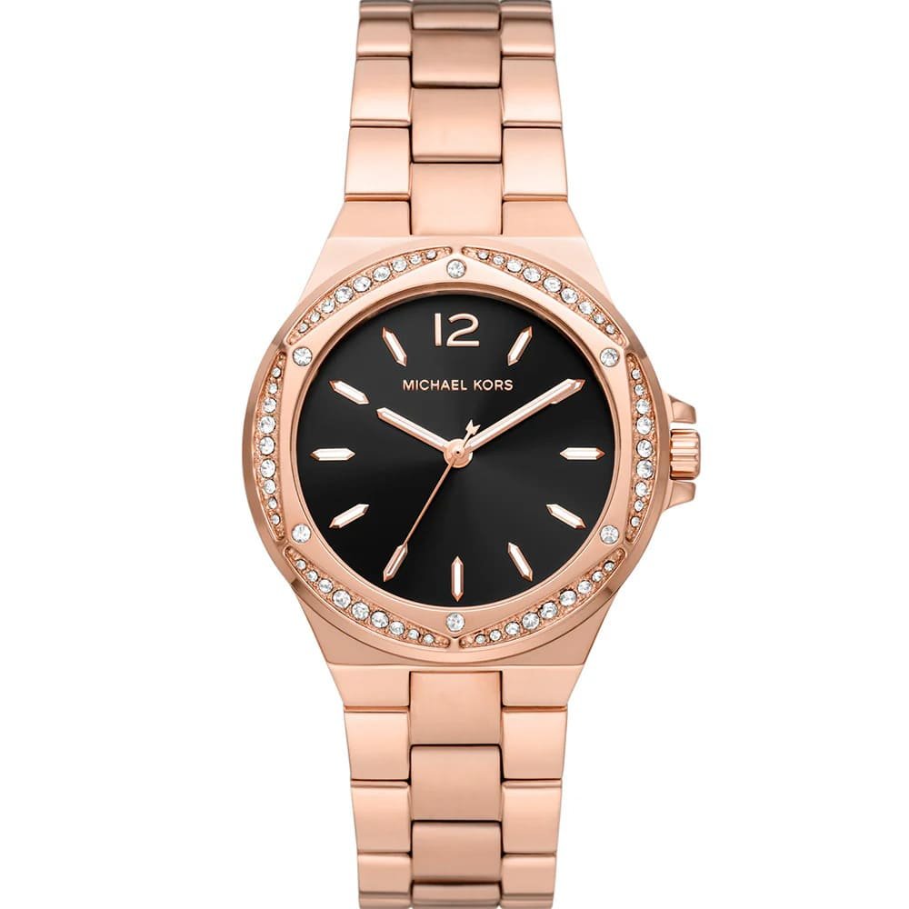 Michael Kors Lennox Pavé dameshorloge met zwarte wijzerplaat en roségouden accenten - MK7233 Hoofdafbeelding