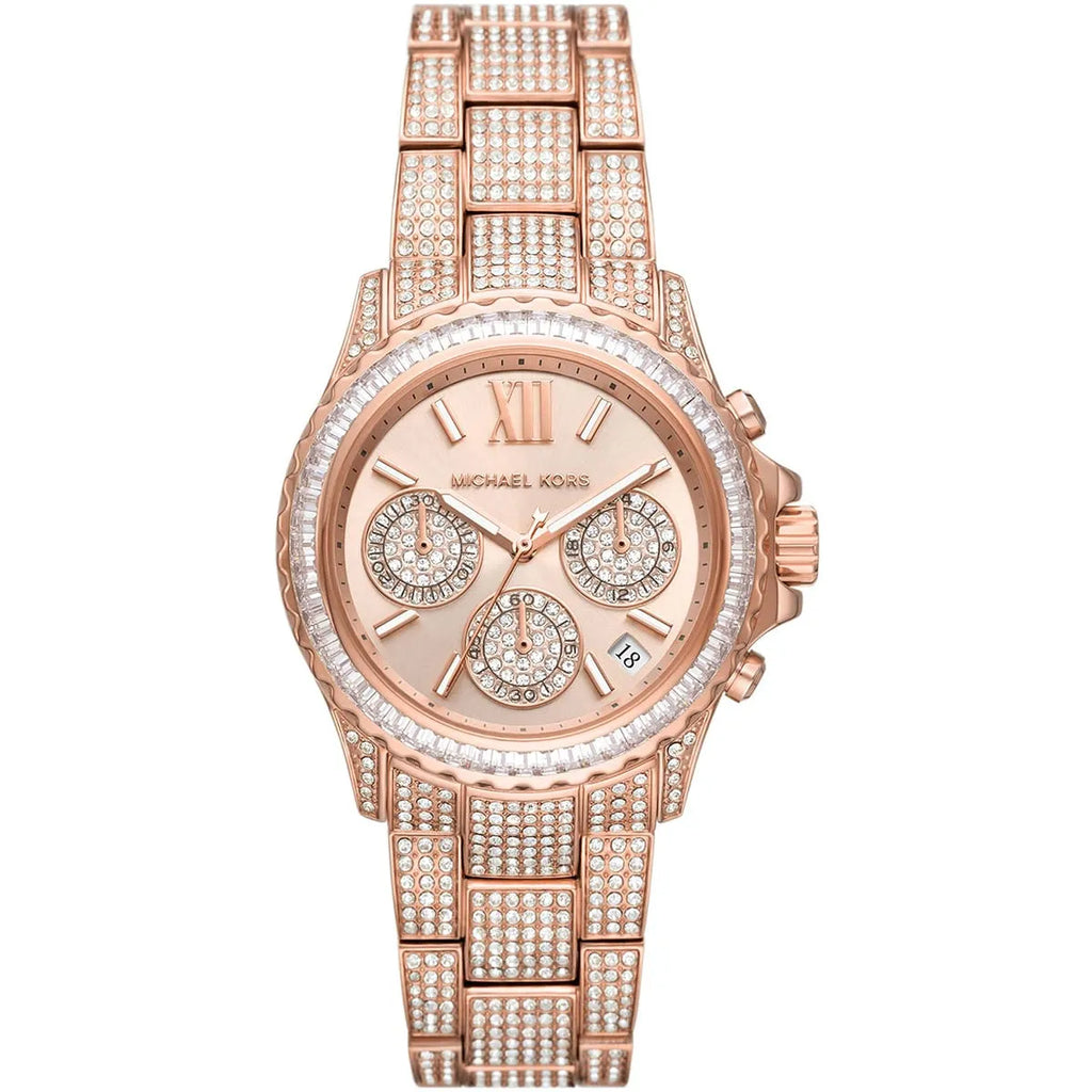 Michael Kors Everest Chronograph Rose Gold-Tone Crystal Women's Watch - MK7235