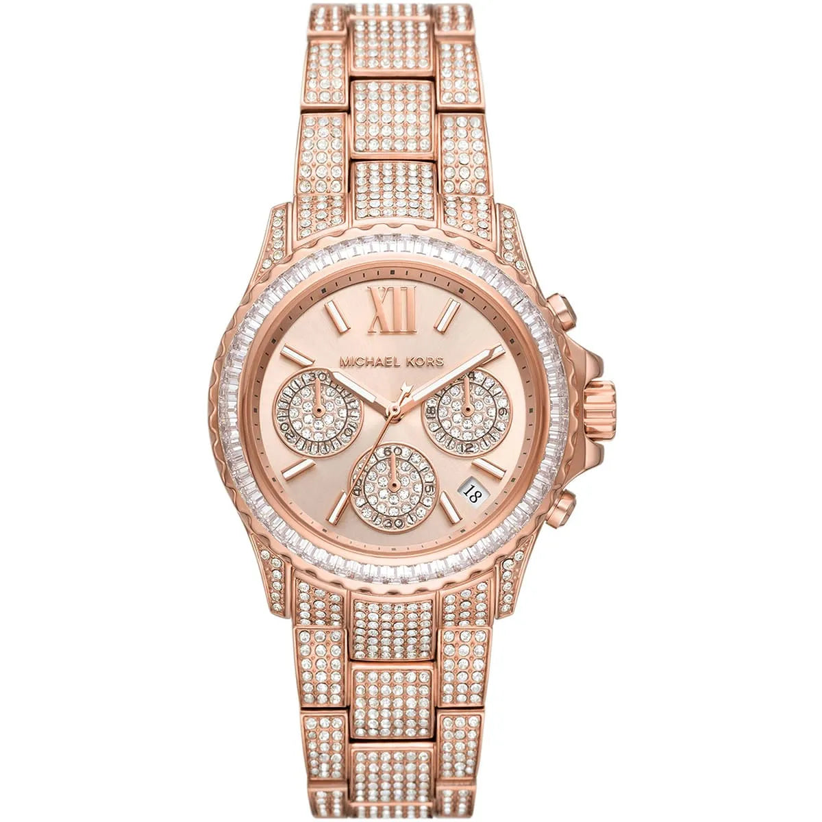Michael Kors Everest Chronograph Rose Gold-Tone Crystal Women's Watch - MK7235 Hoofdafbeelding