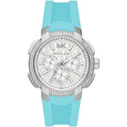 Michael Kors Oversized Sidney Pavé Silver-Tone and Turquoise Silicone Women's Watch - MK7246