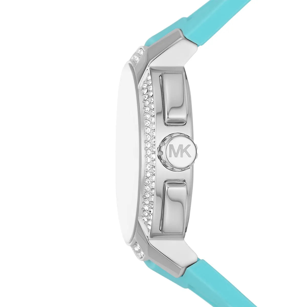 Michael Kors Oversized Sidney Pavé Silver-Tone and Turquoise Silicone Women's Watch - MK7246 Secundaire afbeelding