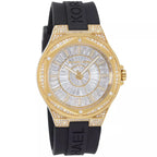 Michael Kors Lennox Baguette stone-set Dial Black Silicone Strap Women's Watch - MK7247