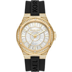 Michael Kors Lennox Baguette stone-set Dial Black Silicone Strap Women's Watch - MK7247