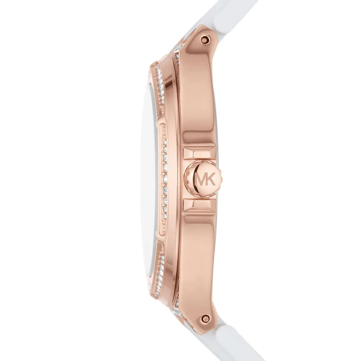 Michael Kors Oversized Lennox Pavé Rose Gold-Tone and White Silicone Watch - MK7248 Secundaire afbeelding